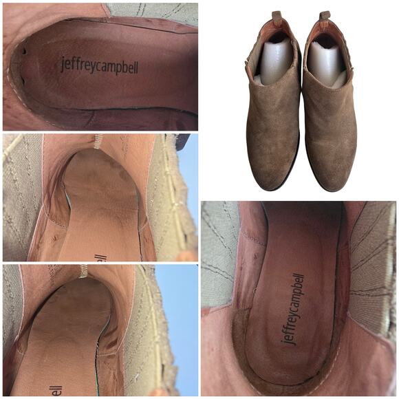 Size 8 Boots Jeffrey Campbell Warr Brown Suede Leather Ankle Boot Heeled Chelsea - Picture 7 of 10